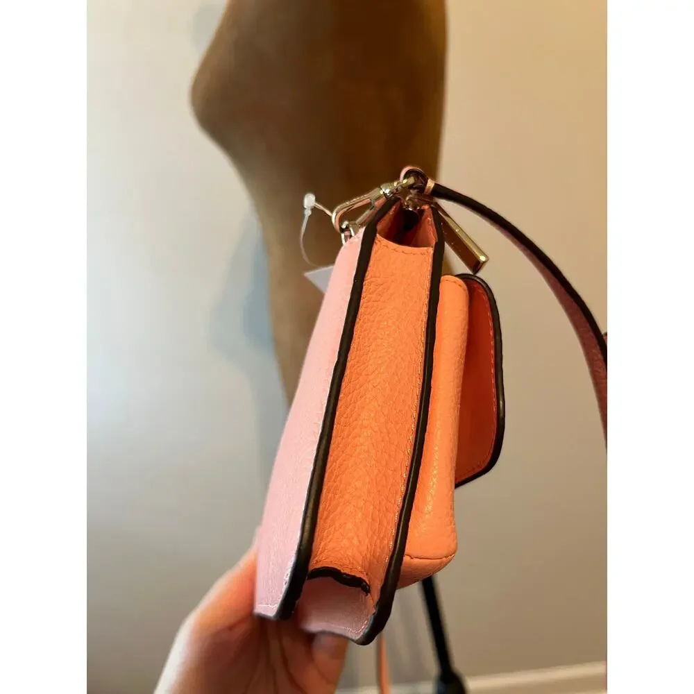 Kate Spade Leila Small Flap Crossbody Pebbled Leather in Peachy Rose $269